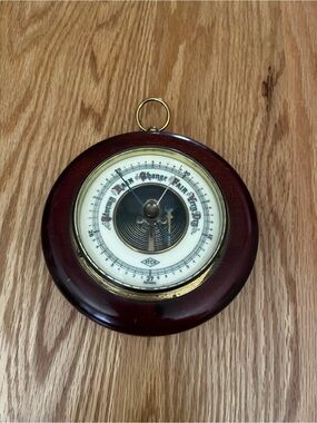Vintage Collectible ATCO Scientific Brown Wall Barometer - Cream Dial